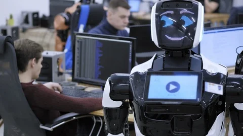 PERM RUSSIA - 13.12.2018: A group of software engineers create software code for Stock Footage 101563659
