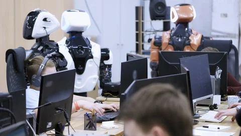 PERM RUSSIA - 13.12.2018: A group of software engineers create software code for Stock Footage 101564953