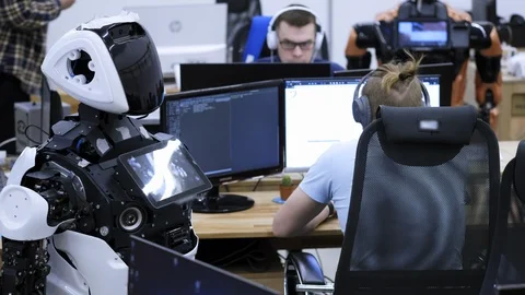 PERM RUSSIA - 13.12.2018: A group of software engineers create software code for Stock Footage 101566316
