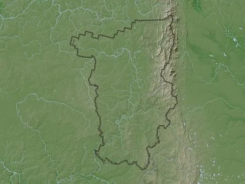 Perm', Russia. Elevation map colored in wiki style with lakes and rivers Stock Illustration