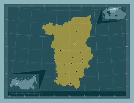 Perm', Russia. Solid color shape. Locations of major cities of the region 스톡 일러스트