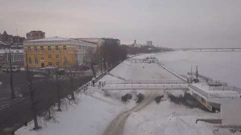 Perm winter river copter Stock Footage 90048718