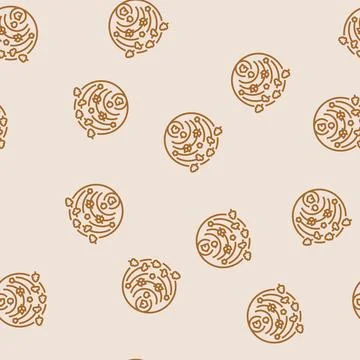 Permaculture environmental line seamless pattern Stock Illustration
