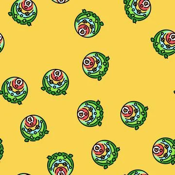 Permaculture environmental vector seamless pattern Stock Illustration