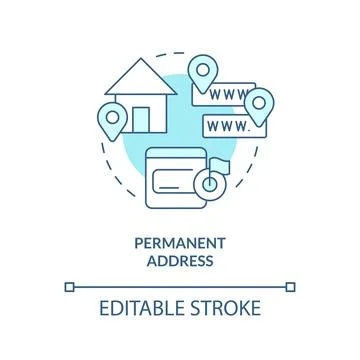 Permanent address turquoise concept icon 스톡 일러스트