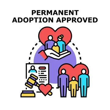 Permanent adoption approved, creating new family unit Stock Illustration
