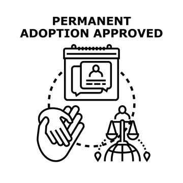 Permanent adoption approved legal process flat icon Stock Illustration