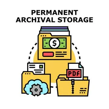 Permanent archival digital data storage solution concept Stock Illustration