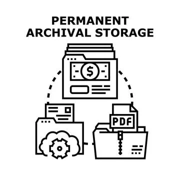 Permanent archival digital data storage solution concept Stock Illustration