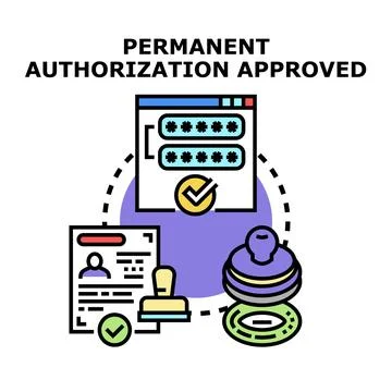 Permanent authorization approved concept for digital access Stock Illustration