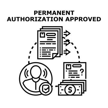 Permanent authorization approved document process concept Illustrazione stock