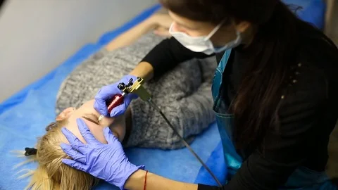 Permanent Brow Makeup Stock Footage