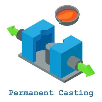 Permanent casting metalwork icon, isometric 3d style Illustrazione stock