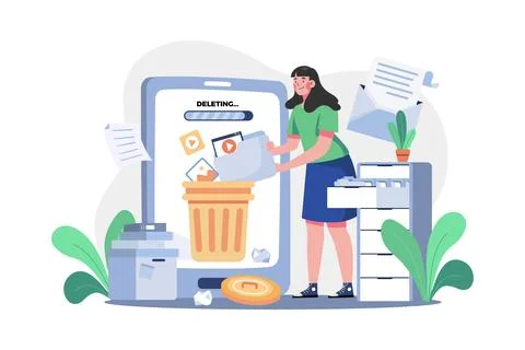 Permanent Delete Data Illustration concept on white background Stock Illustration