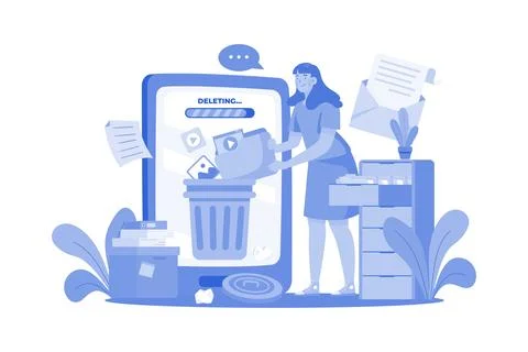 Permanent Delete Data Illustration concept on a white background Stock Illustration