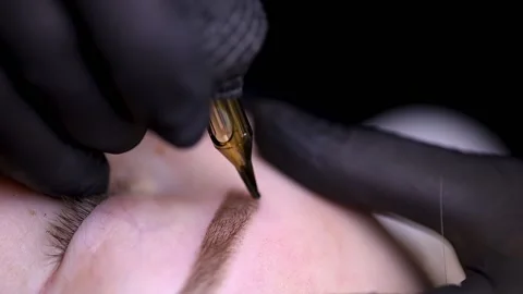 Permanent eyebrow makeup eyebrow tattoo Stock Footage 172355315