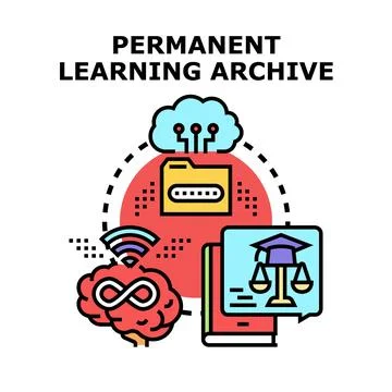 Permanent learning archive digital education future concept Stock Illustration
