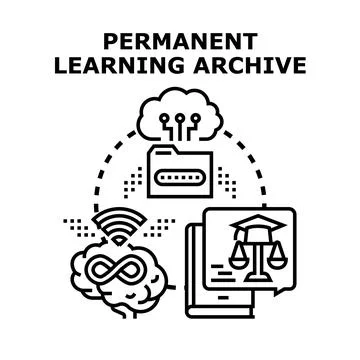 Permanent learning archive digital education future concept Stockillustratie