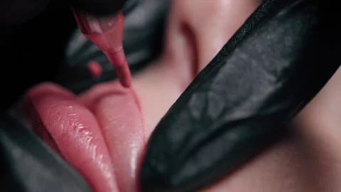Permanent lip makeup. Video stock 229461949
