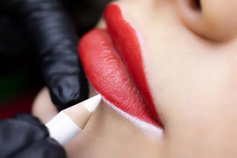 Permanent lip makeup Stock Photos