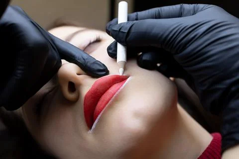Permanent lip makeup Stock Photos