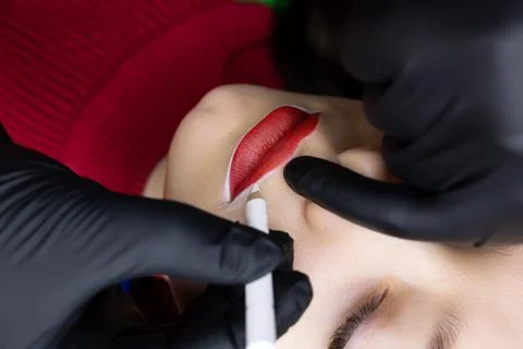Permanent lip makeup Stock Photos