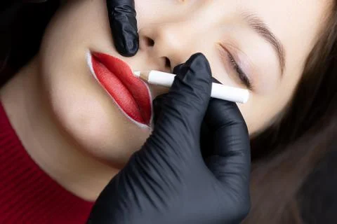 Permanent lip makeup Stock Photos
