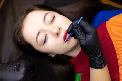 Permanent lip makeup Stock Photos