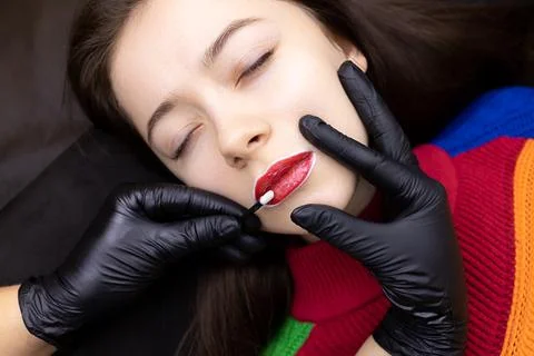 Permanent lip makeup Stock Photos
