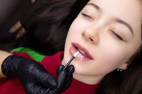 Permanent lip makeup Stock Photos