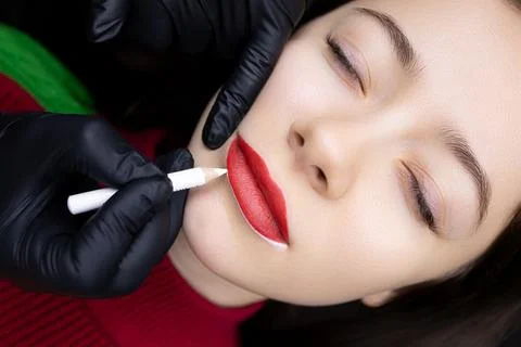 Permanent lip makeup Stock Photos