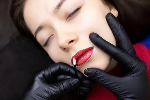 Permanent lip makeup Stock Photos