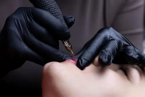 Permanent lip makeup Stock Photos