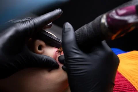 Permanent lip makeup Stock Photos