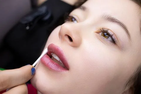 Permanent lip makeup Stock Photos