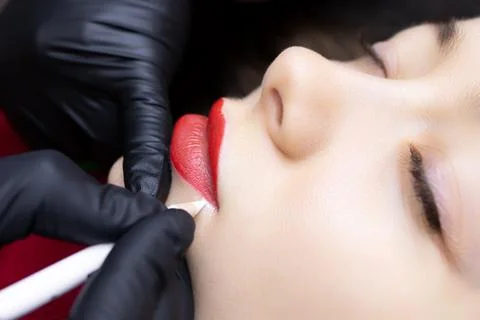 Permanent lip makeup Stock Photos