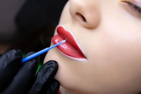 Permanent lip makeup Stock Photos