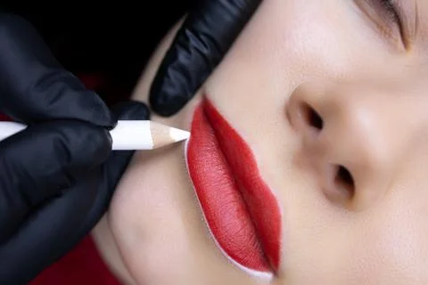 Permanent lip makeup Stock Photos
