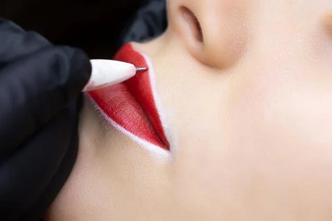 Permanent lip makeup Stock Photos