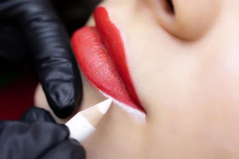 Permanent lip makeup Stock Photos