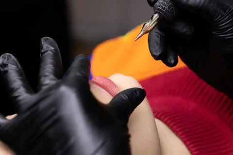 Permanent lip makeup Stock Photos