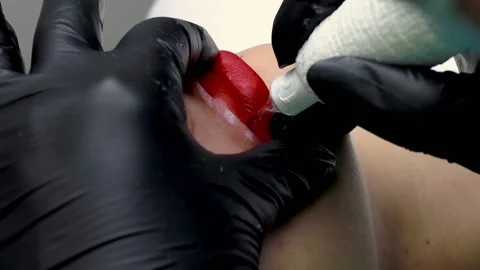 Permanent lip makeup procedure Stock Footage 194563009