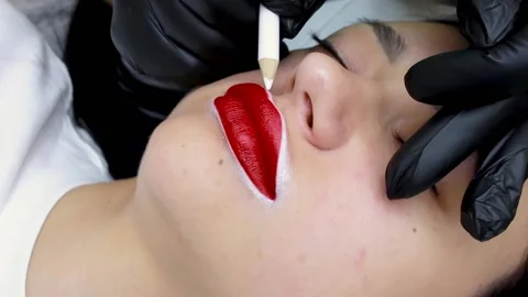 Permanent lip makeup procedure Stock Footage 194564113