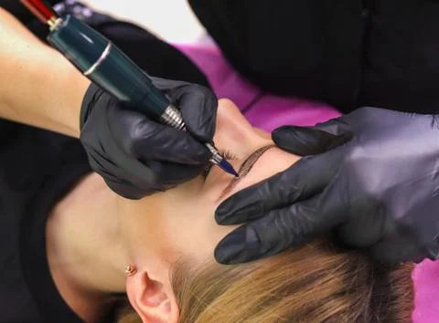 Permanent make up on eyebrows. Stock Photos