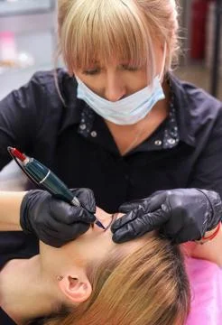 Permanent make up on eyebrows. Stock Photos