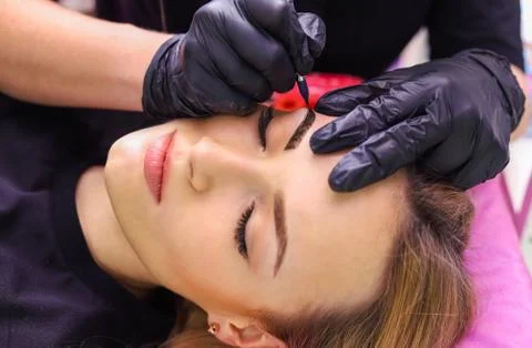 Permanent make up on eyebrows. Stock-Fotos