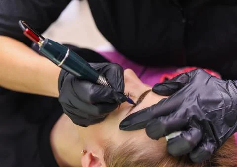 Permanent make up on eyebrows. Stock Photos