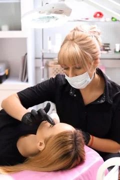 Permanent make up on eyebrows. Stock Photos