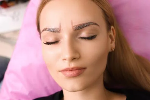 Permanent make up on eyebrows. Stock Photos