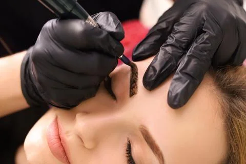 Permanent make up on eyebrows. Stock Photos